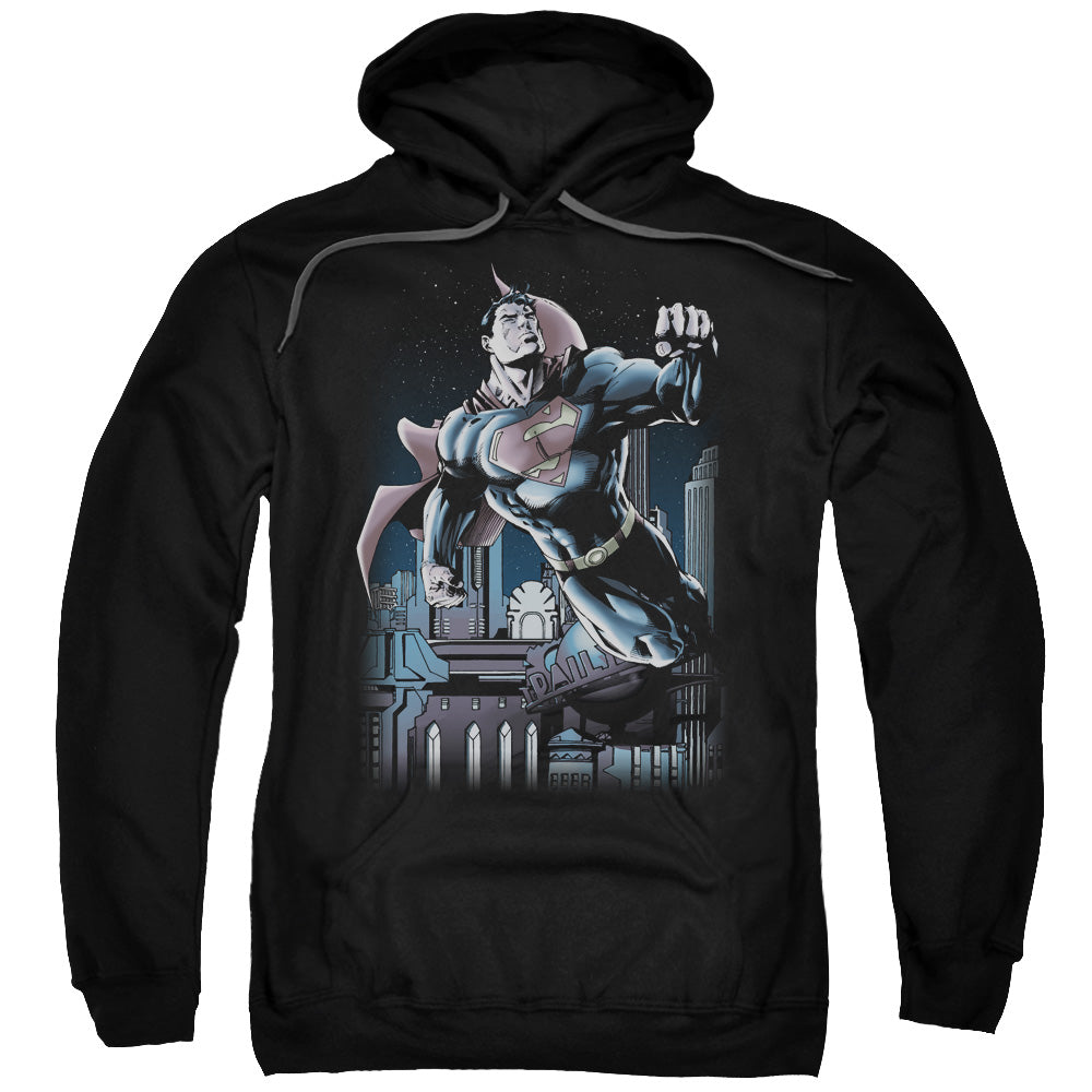 SUPERMAN/NIGHT FIGHT - ADULT PULLOVER HOODIE - BLACK