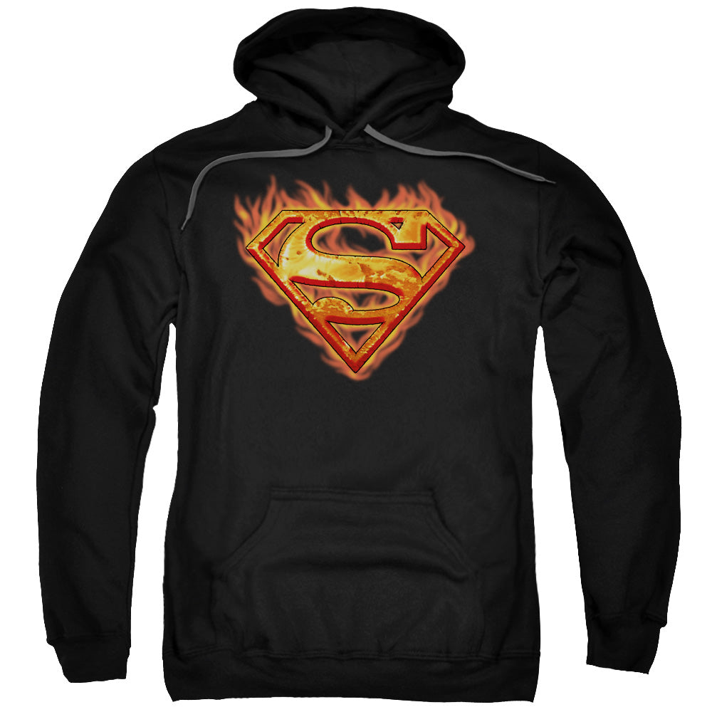 SUPERMAN/HOT METAL - ADULT PULLOVER HOODIE - BLACK