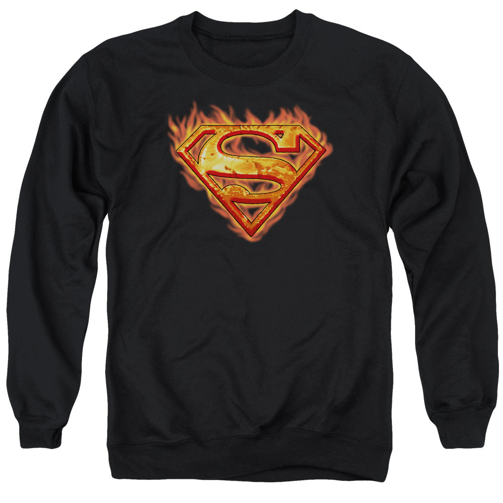SUPERMAN/HOT METAL - ADULT CREWNECK SWEATSHIRT - BLACK