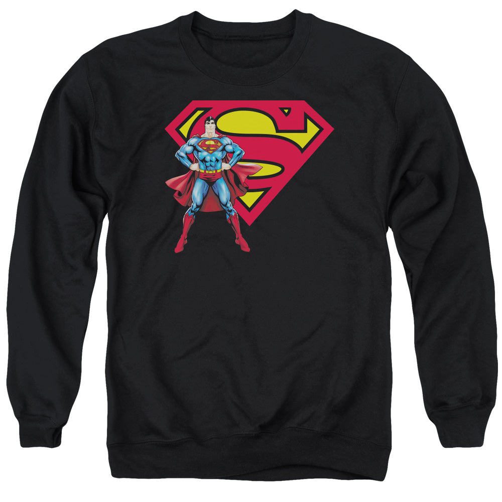 SUPERMAN/SUPERMAN &AMP; LOGO - ADULT CREWNECK SWEATSHIRT - BLACK