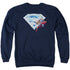 SUPERMAN/SUPERMAN &AMP; CRYSTAL LOGO - ADULT CREWNECK SWEATSHIRT - NAVY
