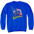 SUPERMAN/AMERICAN FLAG - ADULT CREWNECK SWEATSHIRT - ROYAL BLUE