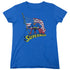 SUPERMAN/AMERICAN FLAG - S/S WOMENS TEE - ROYAL BLUE