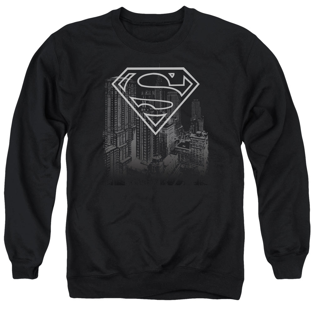 SUPERMAN/SKYLINE - ADULT CREWNECK SWEATSHIRT - BLACK