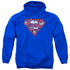 SUPERMAN/RIPPED AND SHREDDED - ADULT PULLOVER HOODIE - ROYAL BLUE