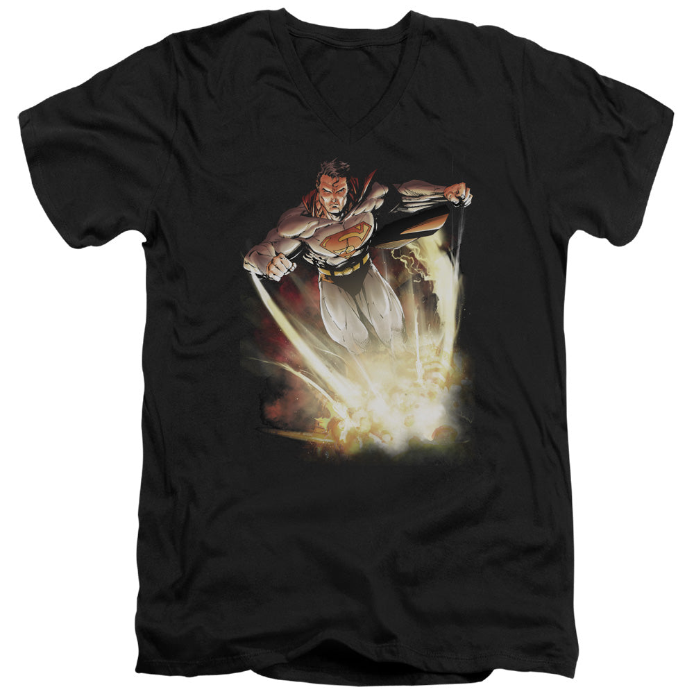 SUPERMAN/EXPLOSIVE - S/S ADULT V-NECK 30/1 - BLACK