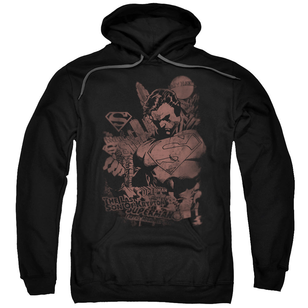 SUPERMAN/SOMBER POWER - ADULT PULLOVER HOODIE - BLACK