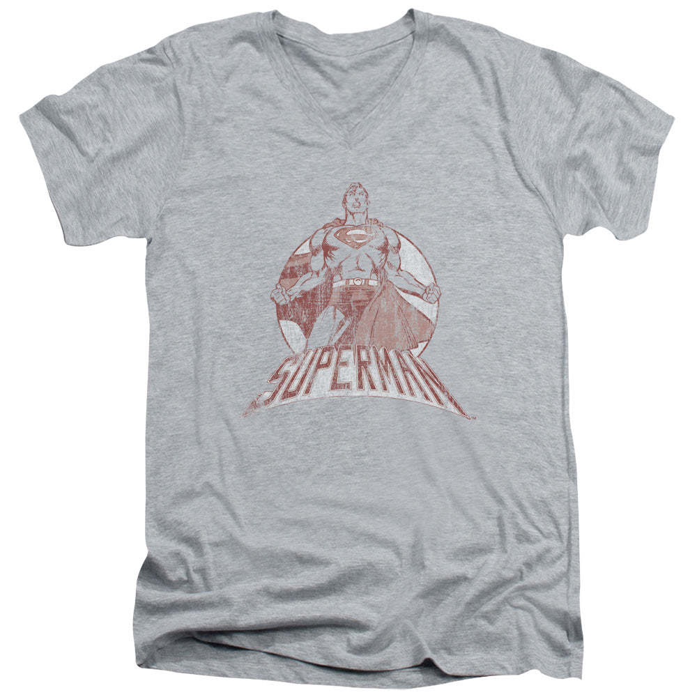 SUPERMAN/SUPER BAD - S/S ADULT V-NECK 30/1 - ATHLETIC HEATHER