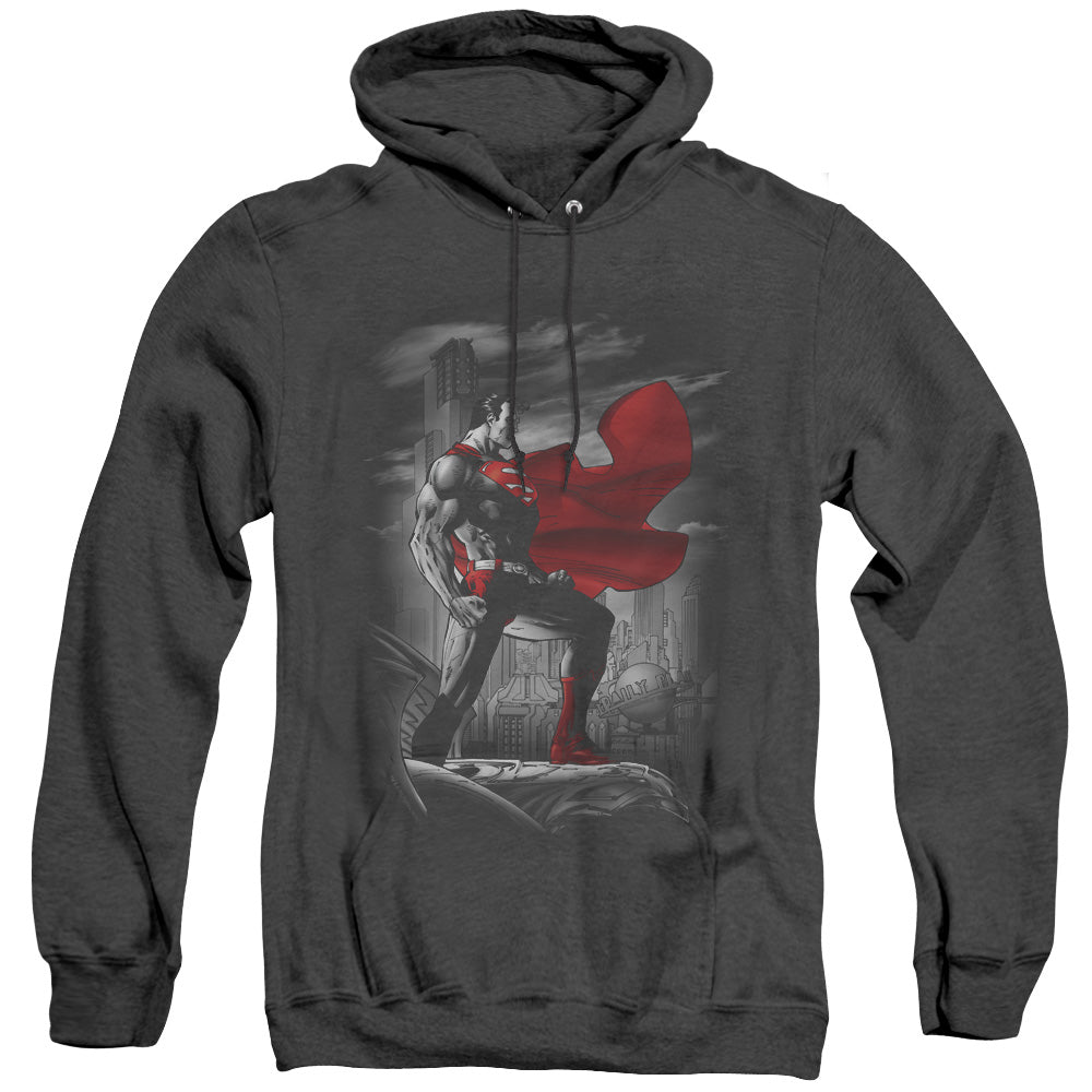 SUPERMAN/METROPOLIS GUARDIAN - ADULT HEATHER HOODIE - BLACK