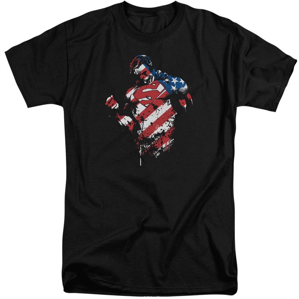 SUPERMAN/THE AMERICAN WAY - S/S ADULT TALL 18/1 - BLACK
