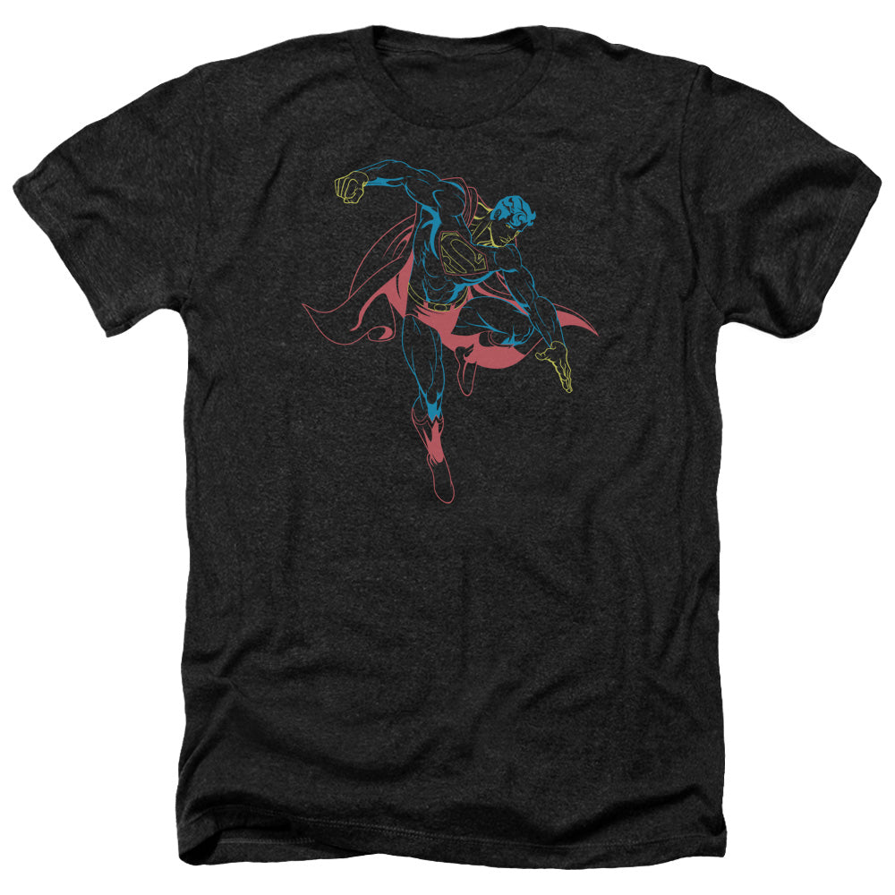 SUPERMAN/NEON SUPERMAN - ADULT HEATHER - BLACK