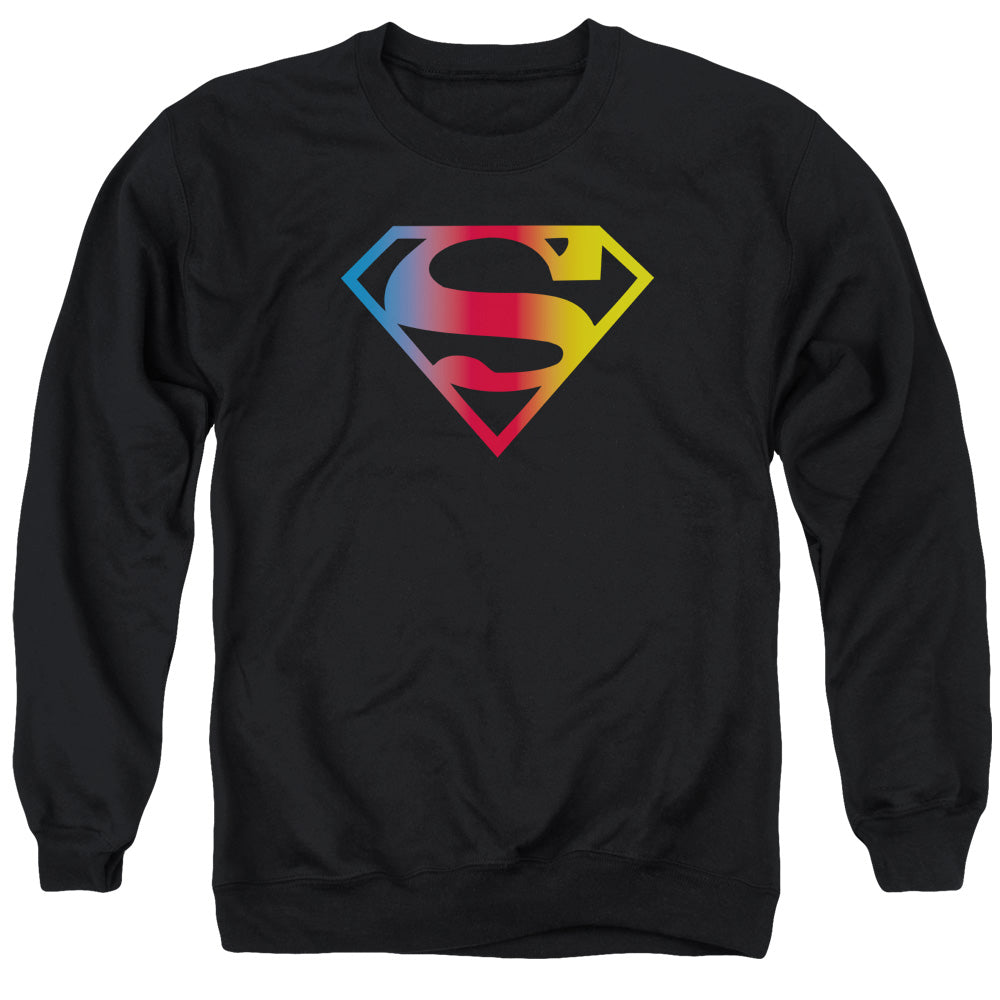 SUPERMAN/GRADIENT SUPERMAN LOGO - ADULT CREWNECK SWEATSHIRT - BLACK