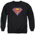 SUPERMAN/SM NEON DISTRESS LOGO - ADULT CREWNECK SWEATSHIRT - BLACK