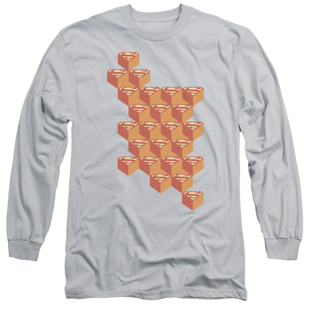 SUPERMAN/GEO BLOCKS - L/S ADULT 18/1 - SILVER