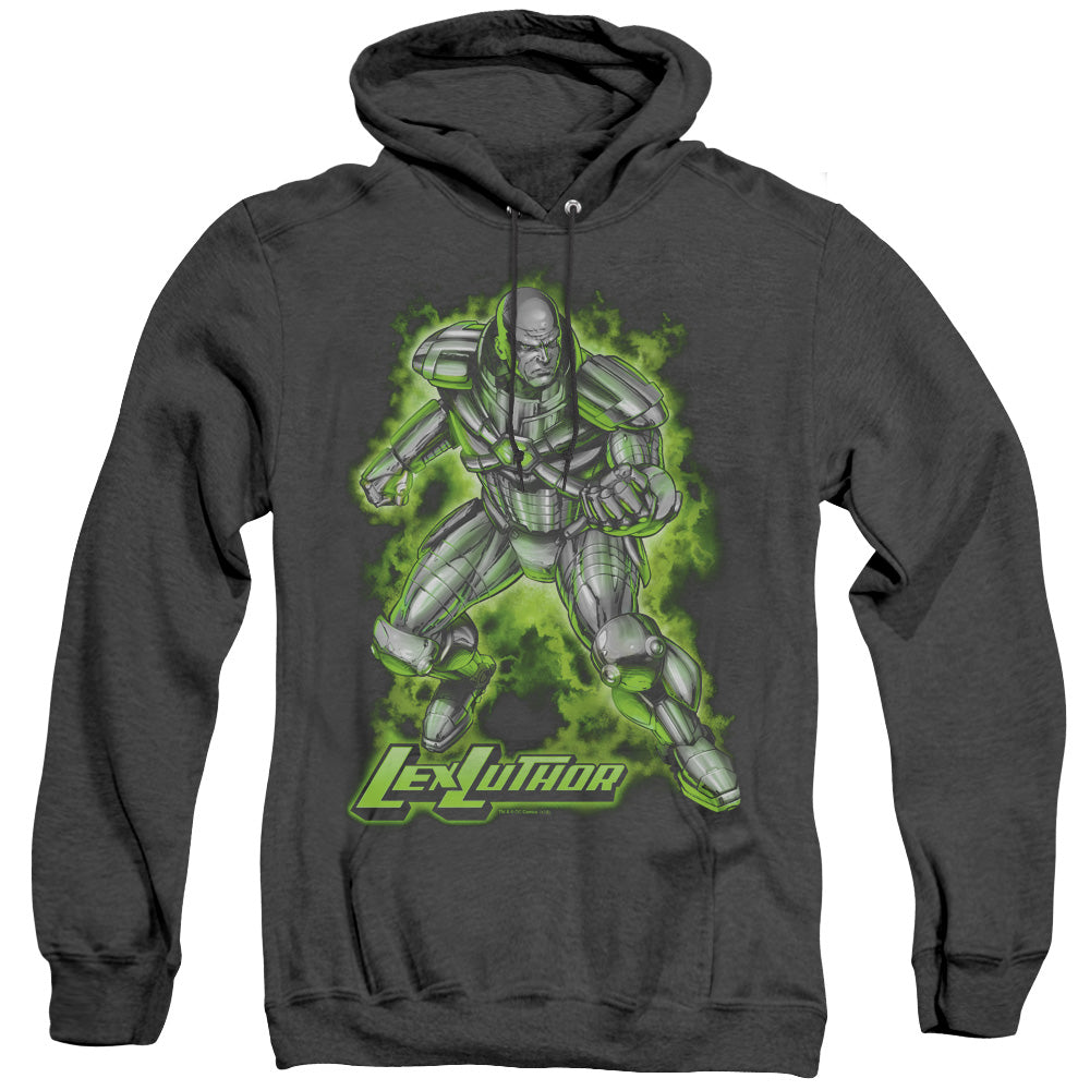 SUPERMAN/KRYPTONITE POWERED - ADULT HEATHER HOODIE - BLACK