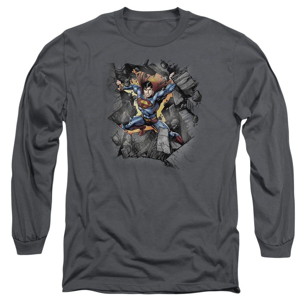 SUPERMAN/BREAK ON THROUGH - L/S ADULT 18/1 - CHARCOAL