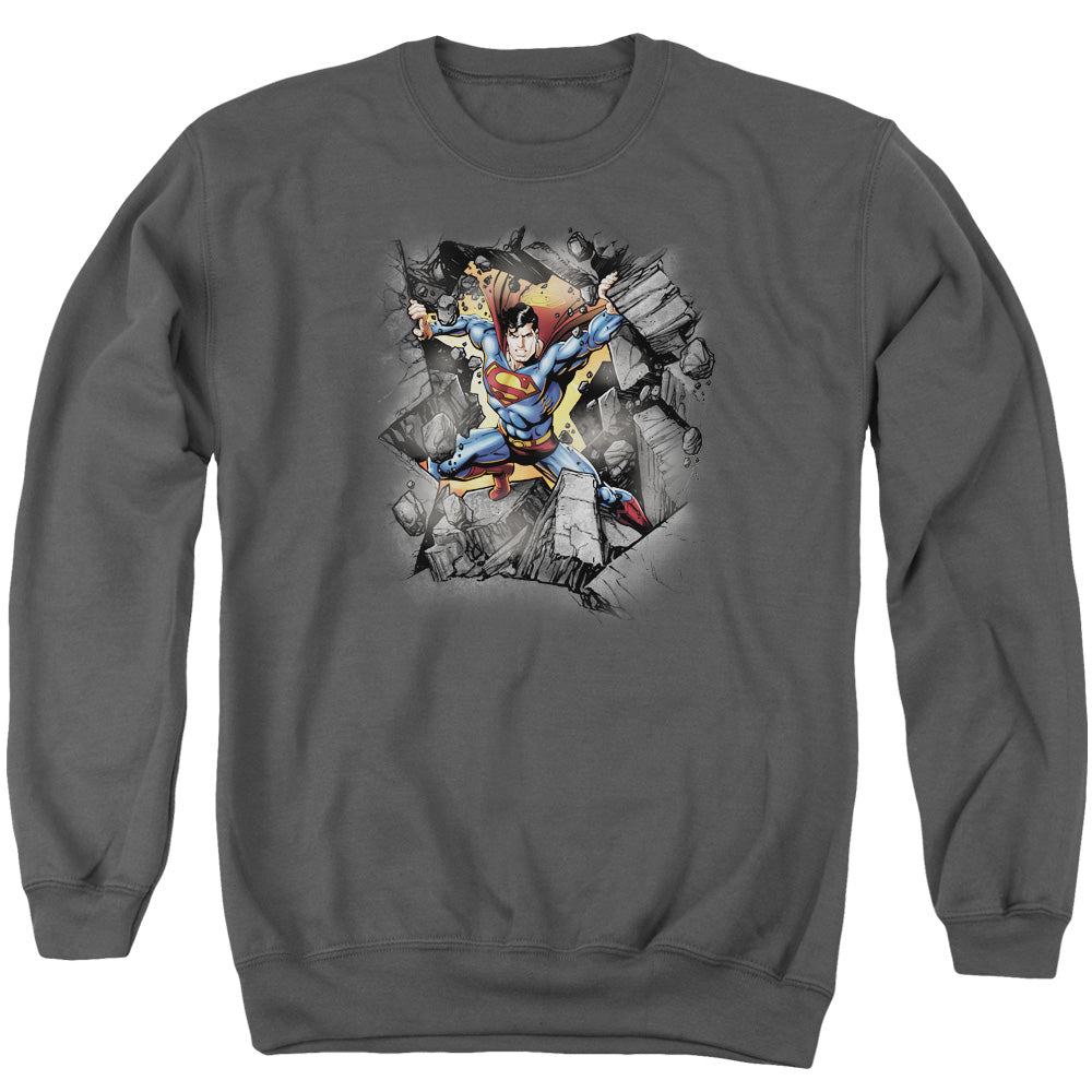 SUPERMAN/BREAK ON THROUGH - ADULT CREWNECK SWEATSHIRT - CHARCOAL