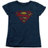 SUPERMAN/CRACKLE S - S/S WOMENS TEE - NAVY
