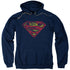 SUPERMAN/S SHIELD ROUGH - ADULT PULLOVER HOODIE - NAVY