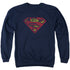 SUPERMAN/S SHIELD ROUGH - ADULT CREWNECK SWEATSHIRT - NAVY