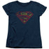 SUPERMAN/S SHIELD ROUGH - S/S WOMENS TEE - NAVY
