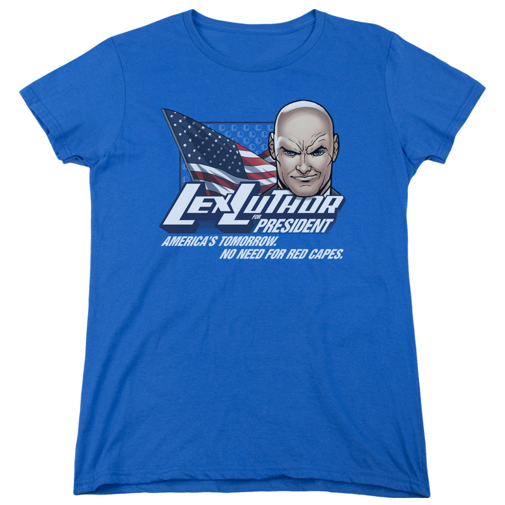 SUPERMAN/LEX FOR PRESIDENT - S/S WOMENS TEE - ROYAL BLUE