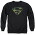 SUPERMAN/DISTRESSED CAMO SHIELD - ADULT CREWNECK SWEATSHIRT - BLACK