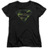 SUPERMAN/DISTRESSED CAMO SHIELD - S/S WOMENS TEE - BLACK