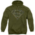 SUPERMAN/MARINE CAMO SHIELD - ADULT PULLOVER HOODIE - MILITARY GREEN