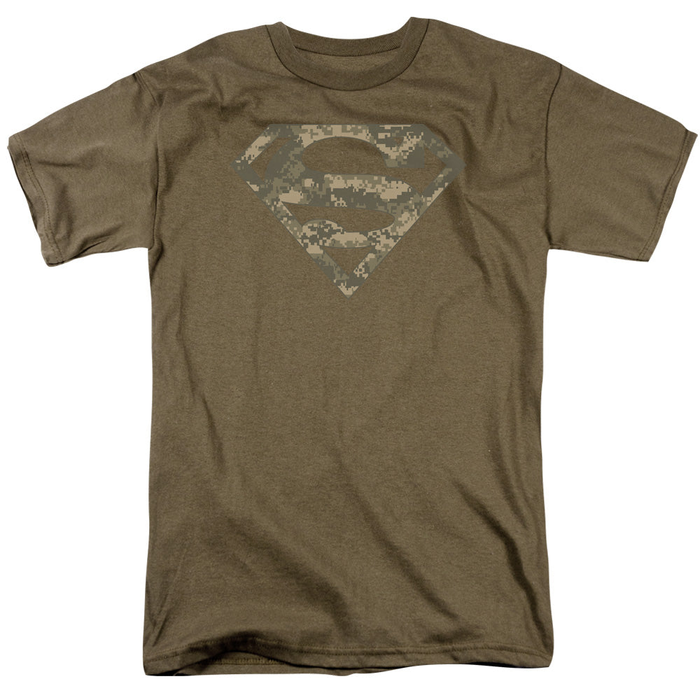 SUPERMAN/ARMY CAMO SHIELD - S/S ADULT 18/1 - SAFARI GREEN