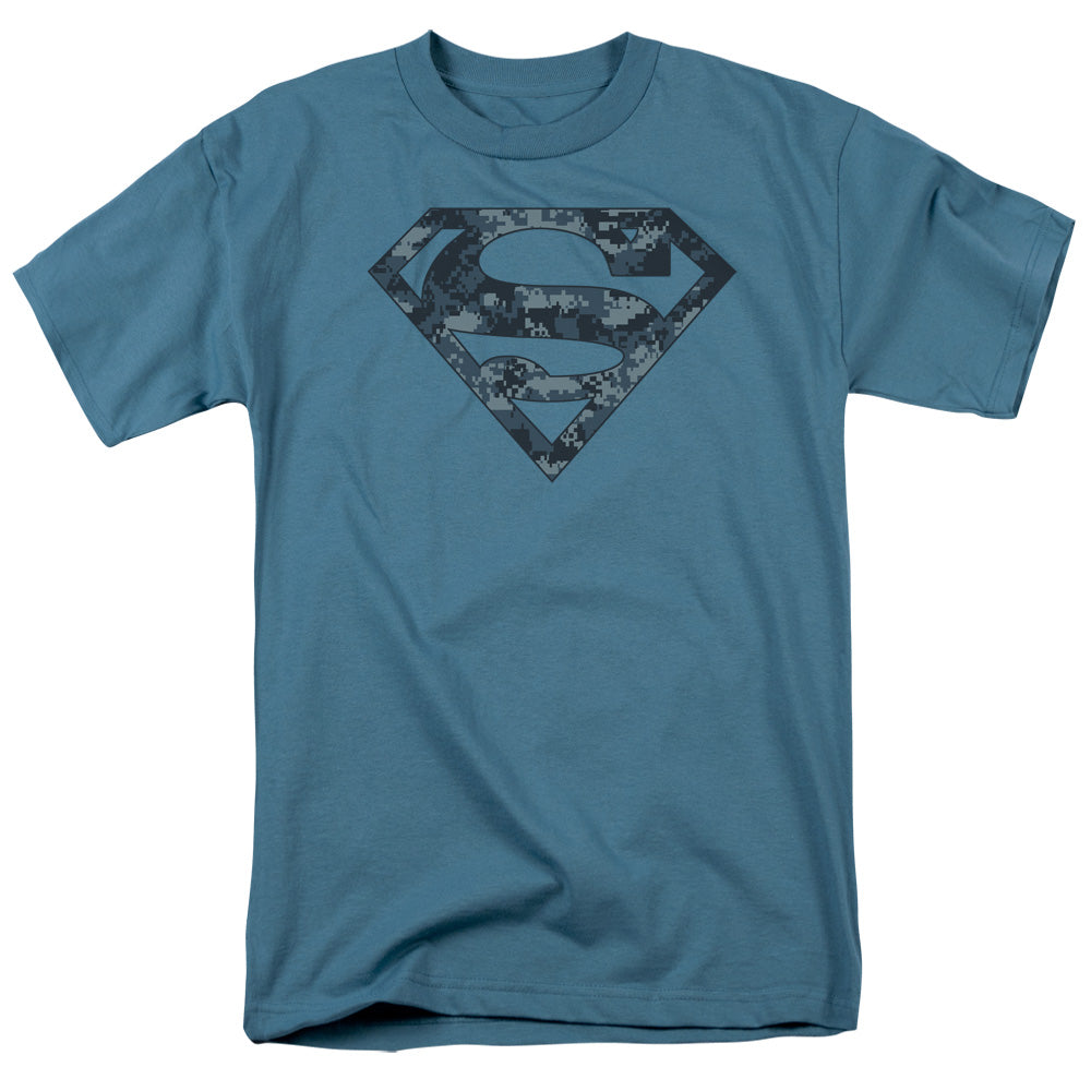 SUPERMAN/NAVY CAMO SHIELD - S/S ADULT 18/1 - SLATE
