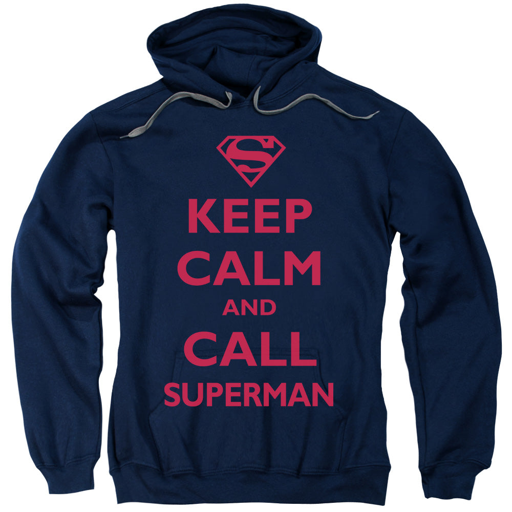 SUPERMAN/CALL SUPERMAN - ADULT PULLOVER HOODIE - NAVY
