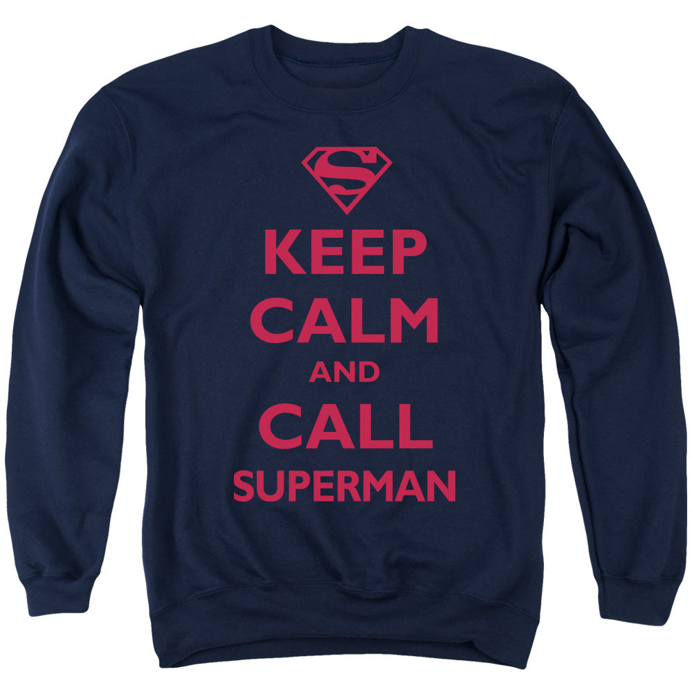 SUPERMAN/CALL SUPERMAN - ADULT CREWNECK SWEATSHIRT - NAVY