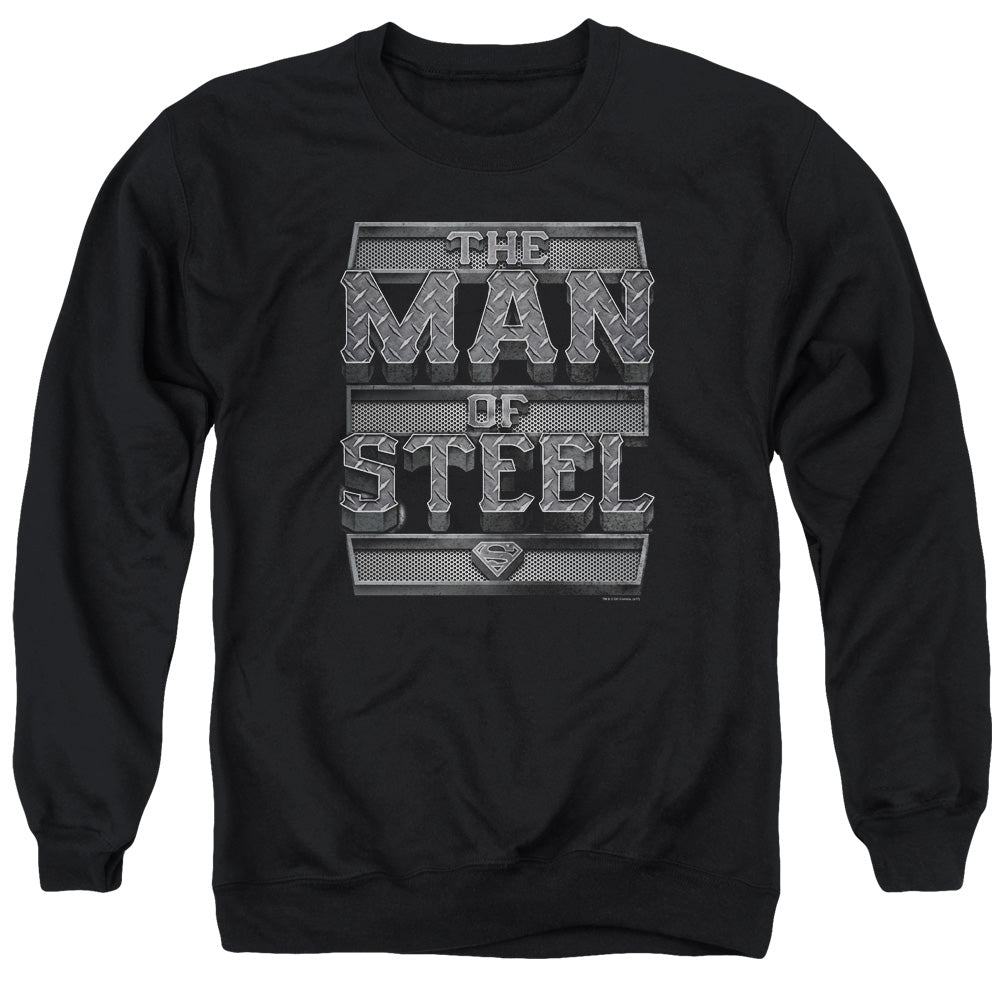 SUPERMAN/STEEL TEXT - ADULT CREWNECK SWEATSHIRT - BLACK