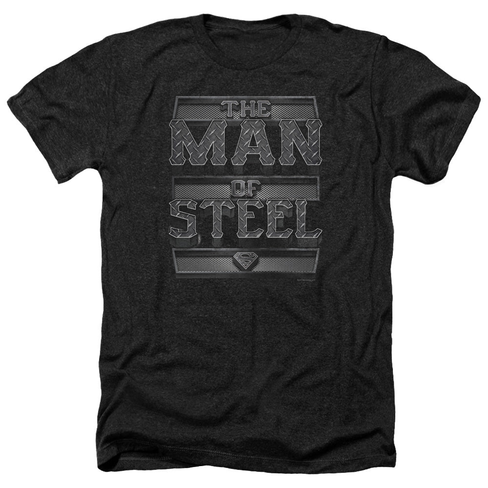 SUPERMAN/STEEL TEXT - ADULT HEATHER - BLACK