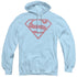 SUPERMAN/ WORD SHIELD - ADULT PULLOVER HOODIE - LIGHT BLUE