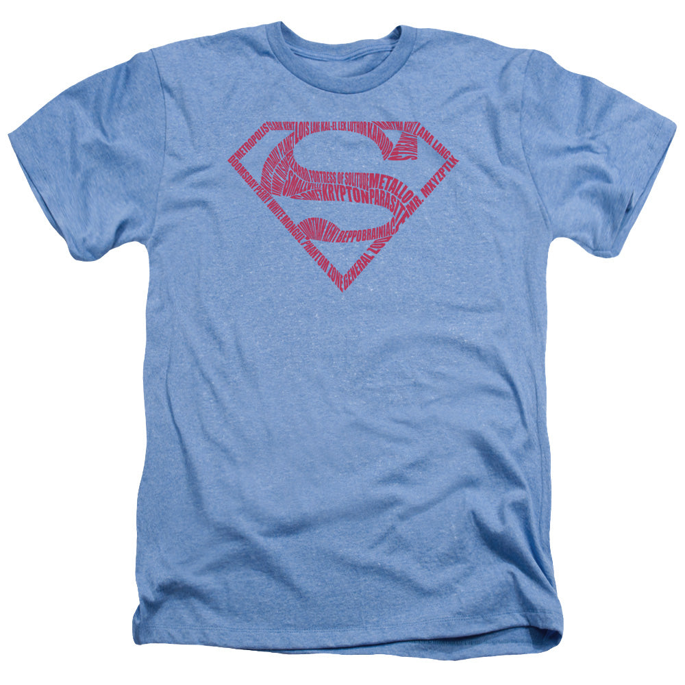 SUPERMAN/ WORD SHIELD - ADULT HEATHER - LIGHT BLUE