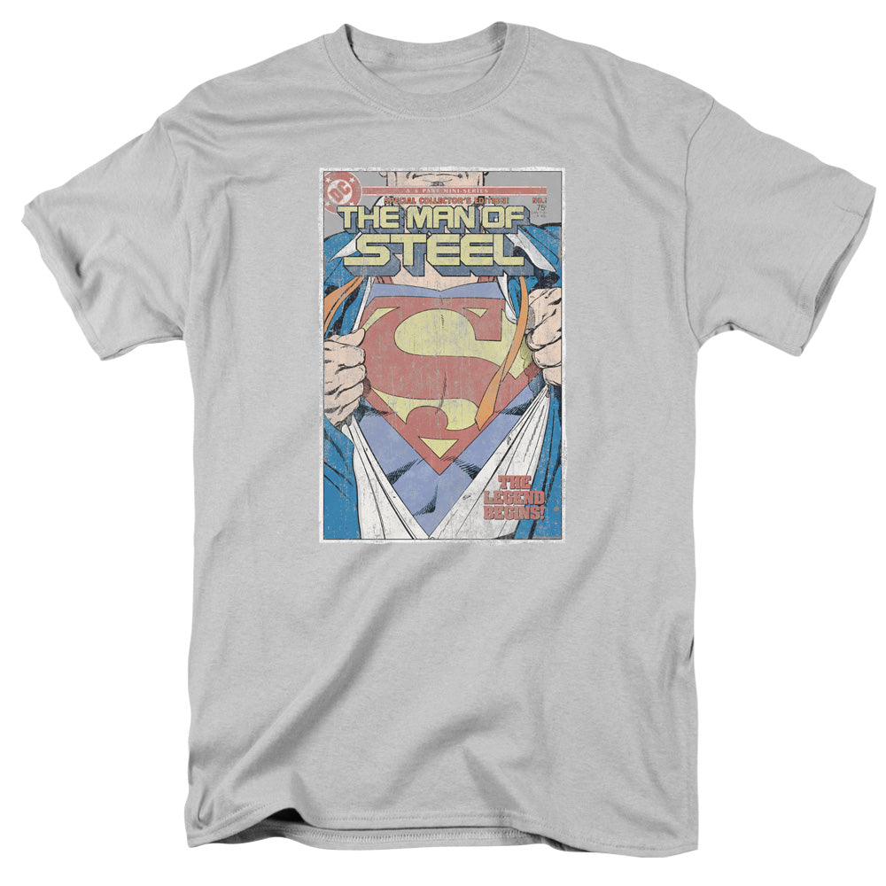 SUPERMAN/MOS COVER - S/S ADULT 18/1 - SILVER