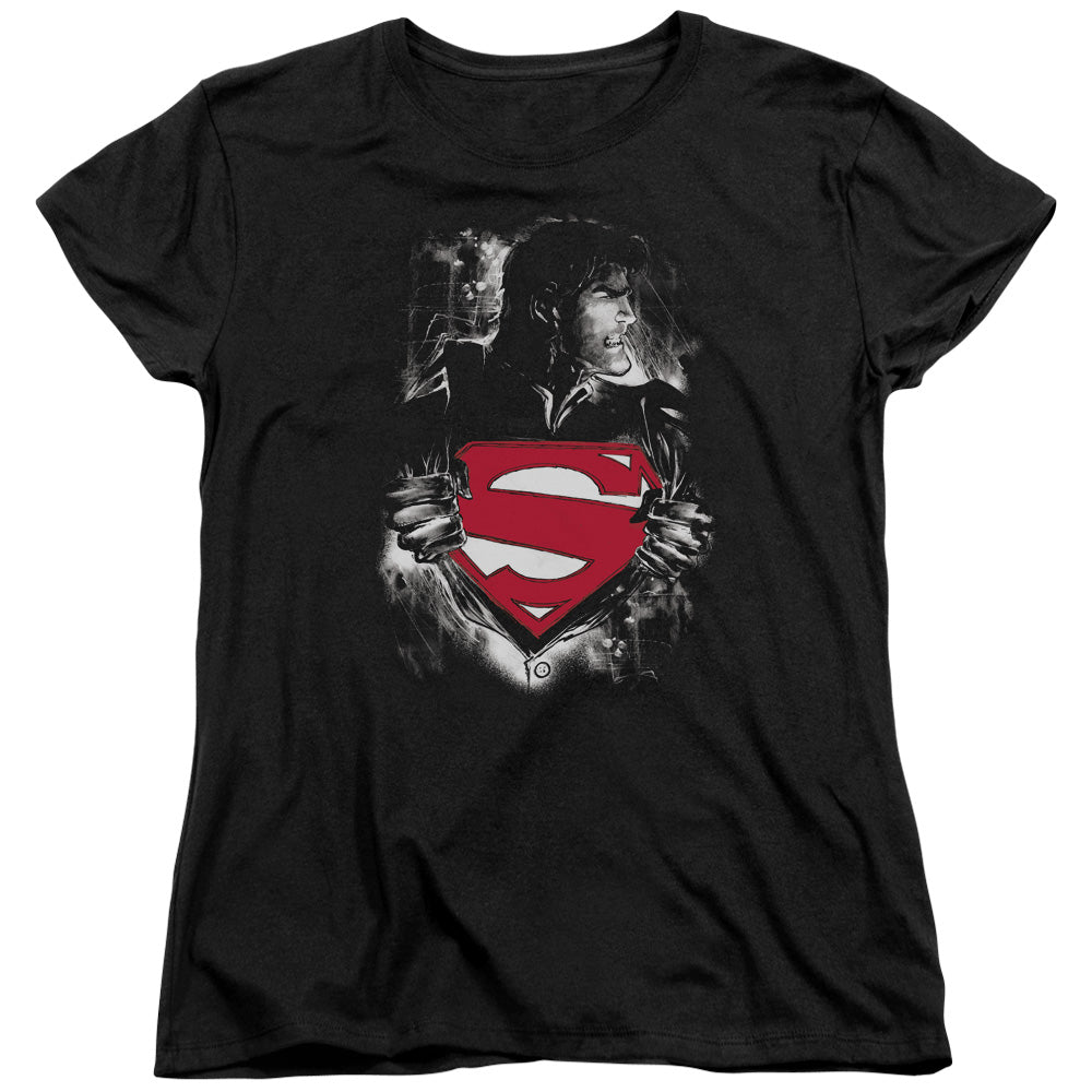 SUPERMAN/DARKEST HOUR - S/S WOMENS TEE - BLACK