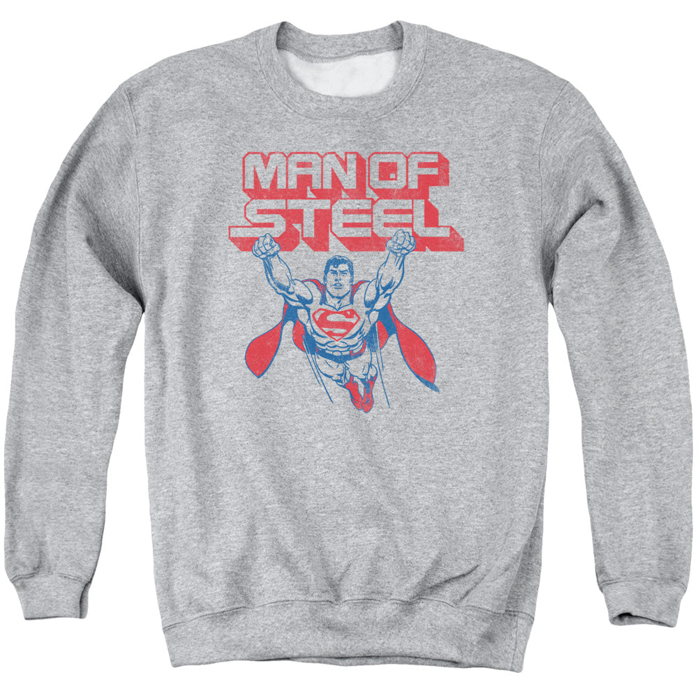 SUPERMAN/STEEL RETRO - ADULT CREWNECK SWEATSHIRT - ATHLETIC HEATHER