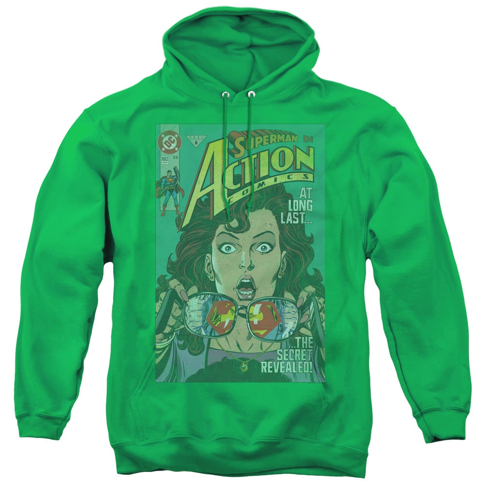 SUPERMAN/SECRET REVEALVED - ADULT PULLOVER HOODIE - KELLY GREEN