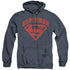 SUPERMAN/SUPER SHIELD - ADULT HEATHER HOODIE - NAVY