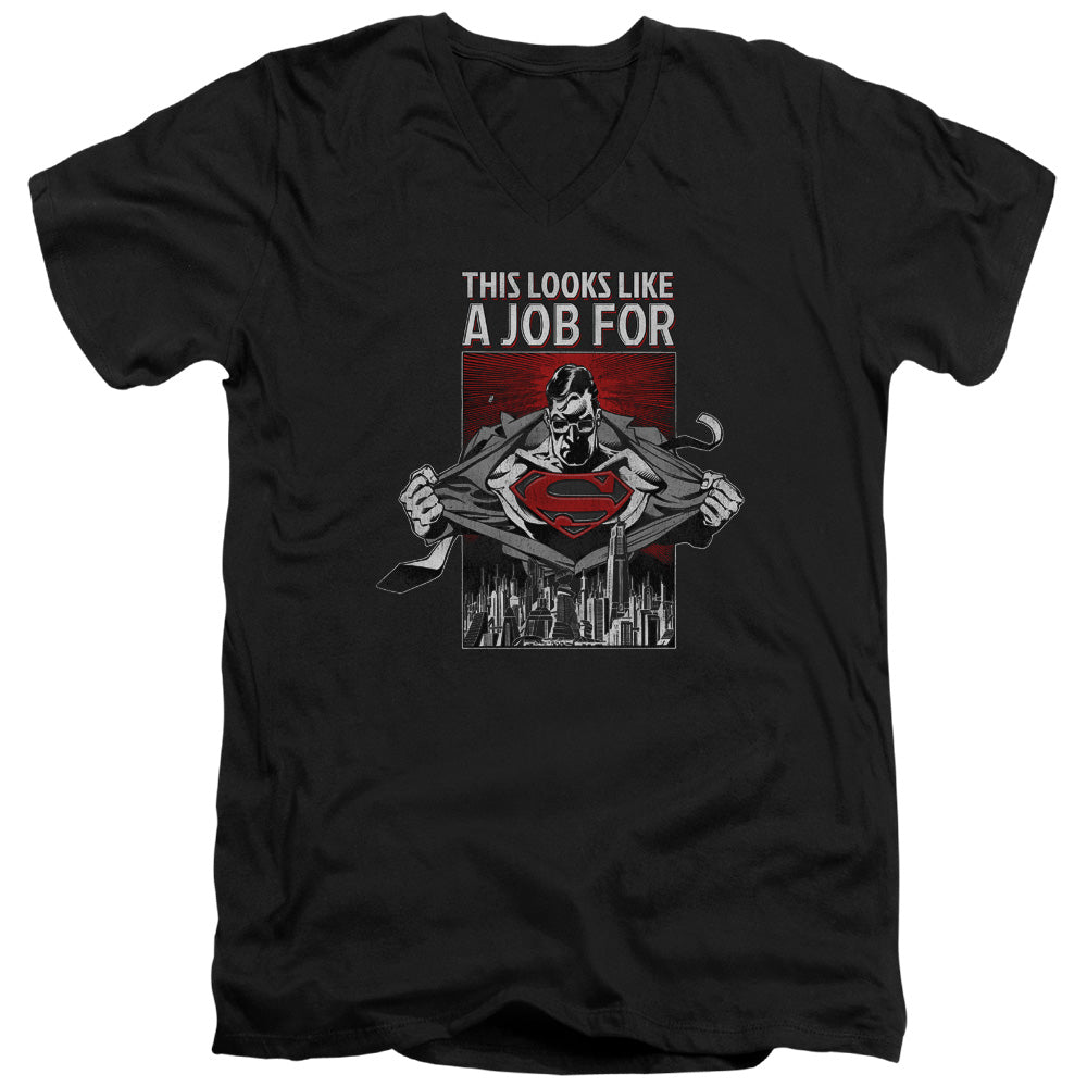 SUPERMAN/WATCHFUL EYE - S/S ADULT V-NECK 30/1 - BLACK