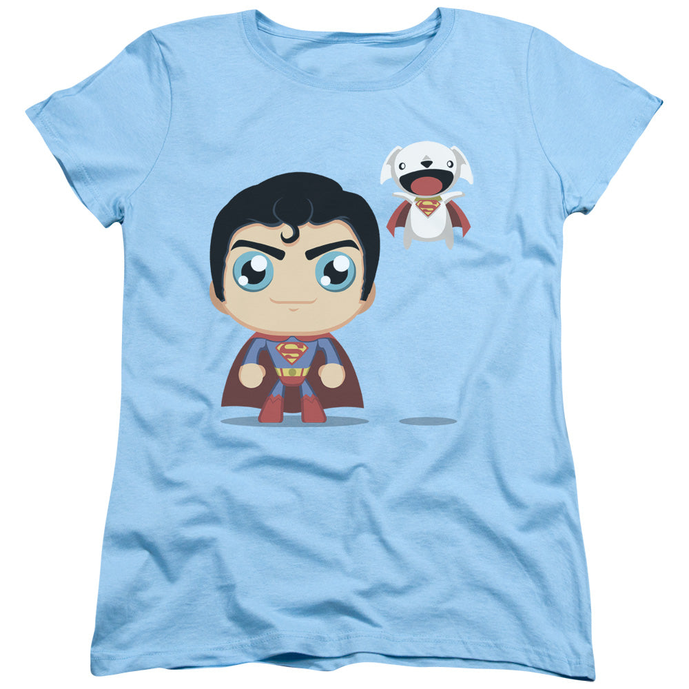 SUPERMAN/CUTE SUPERMAN - S/S WOMENS TEE - LIGHT BLUE
