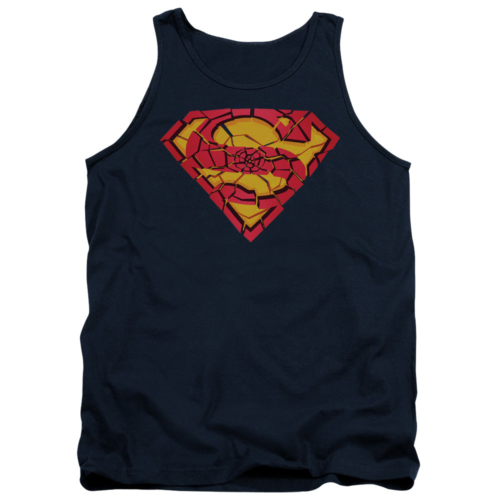 SUPERMAN/SHATTERED SHIELD - ADULT TANK - NAVY