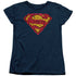 SUPERMAN/SHATTERED SHIELD - S/S WOMENS TEE - NAVY