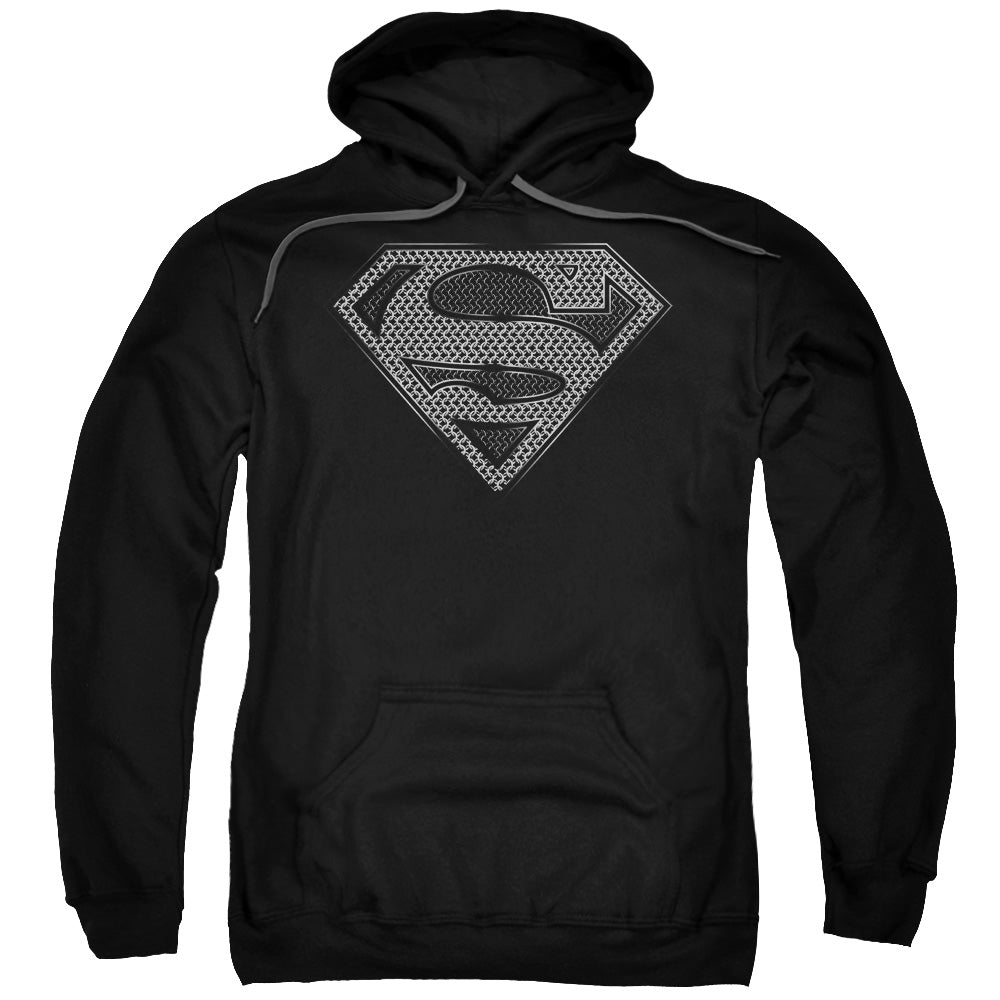SUPERMAN/CHAINMAIL - ADULT PULLOVER HOODIE - BLACK