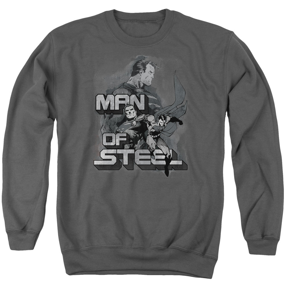 SUPERMAN/STEEL POSES - ADULT CREWNECK SWEATSHIRT - CHARCOAL