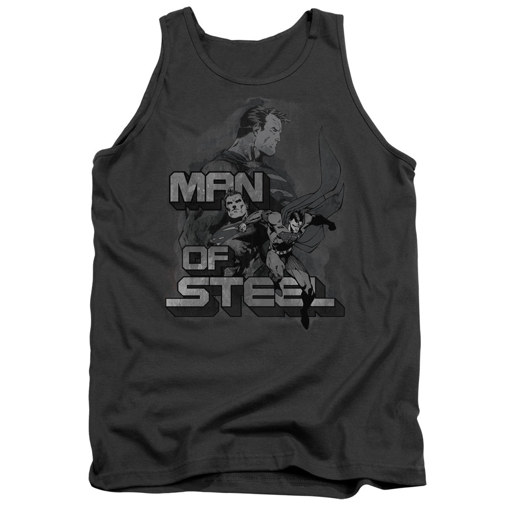 SUPERMAN/STEEL POSES - ADULT TANK - CHARCOAL