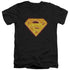 SUPERMAN/HOT STEEL SHIELD - S/S ADULT V-NECK 30/1 - BLACK